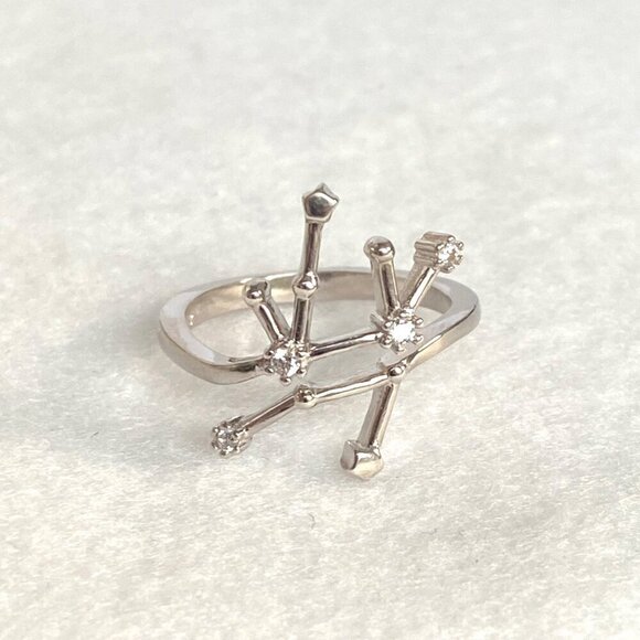 Sterling Silver 925 Star Sign Zodiac Virgo Constellation CZ Band Ring Sz 7.5 - Picture 3 of 16